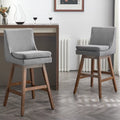 Light Gray Upholstered Swivel Bar Stools Set of 2 F99765