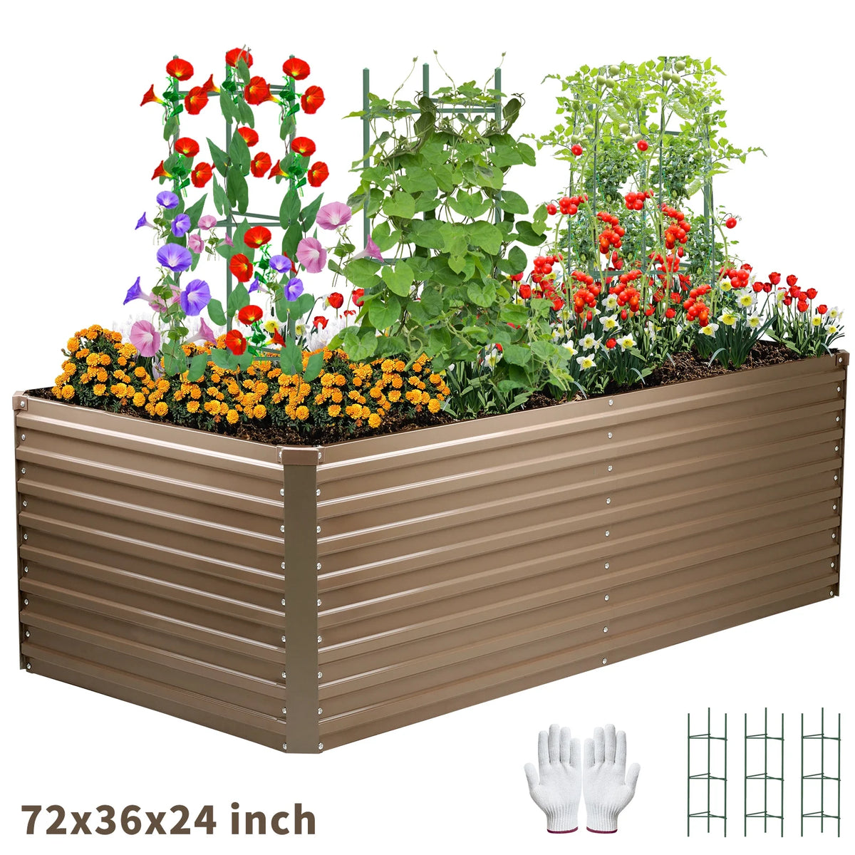 Galvanized Steel Raised Garden Bed 6x3x2 ft Brown K596879