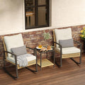 3 Piece Patio Rocking Chairs Set of 2 Beige G8228