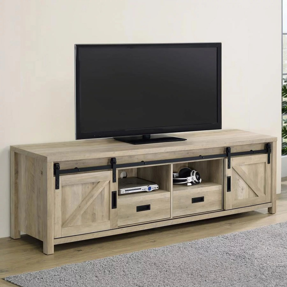 Rectangular TV Console with 2 Sliding Doors E6387