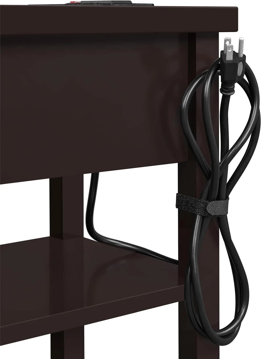 Espresso Narrow Nightstand with Charging Station O38168