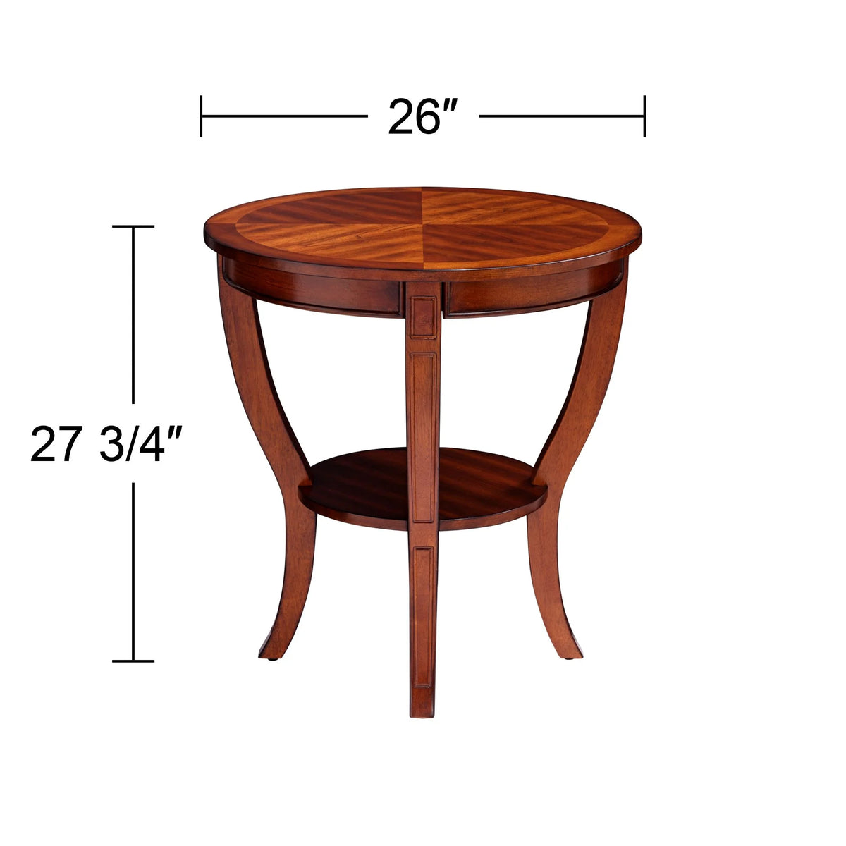 Vintage Cherry Wood Round Side Table with Lower Shelf Z3778