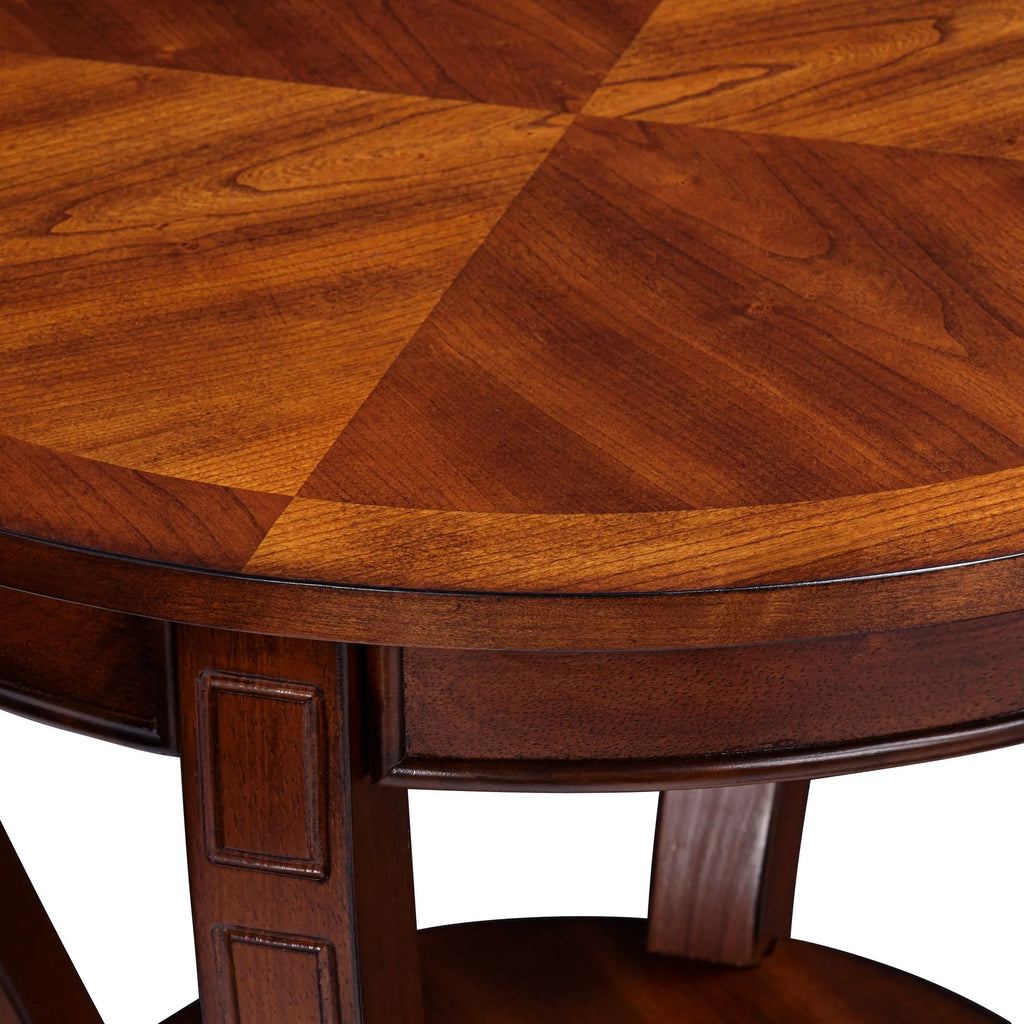 Vintage Cherry Wood Round Side Table with Lower Shelf Z3778