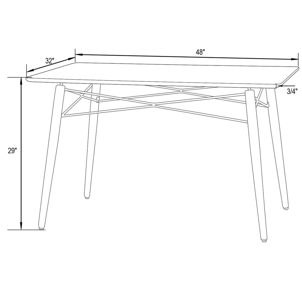 4Ft Rectangle Wooden Top Dining Table A782
