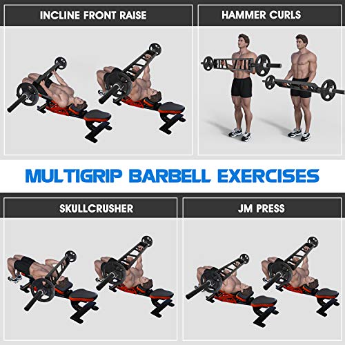Multi Grip Barbell & Cable Attachment with 2 Collars U7414