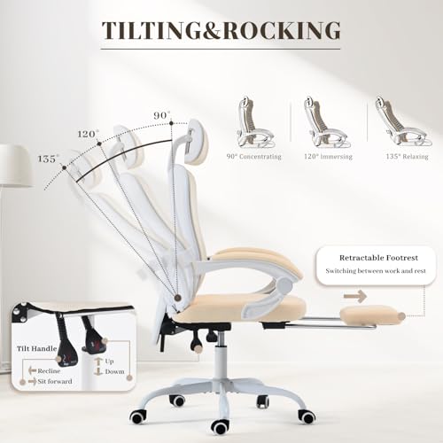 Ergonomic Office Chair with Footrest, Mesh, Adjustable Lumbar Support U54161