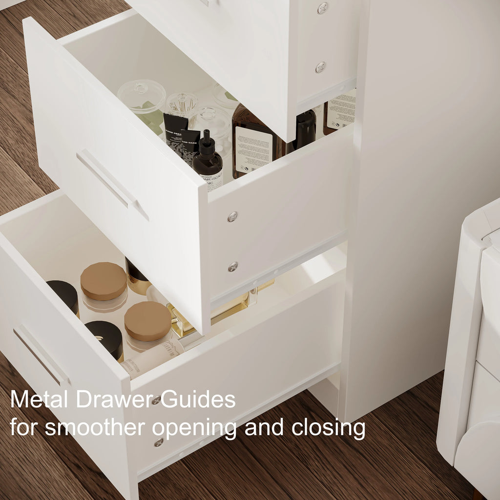 White Makeup Vanity Table with Mirror and 7 Drawer R4166