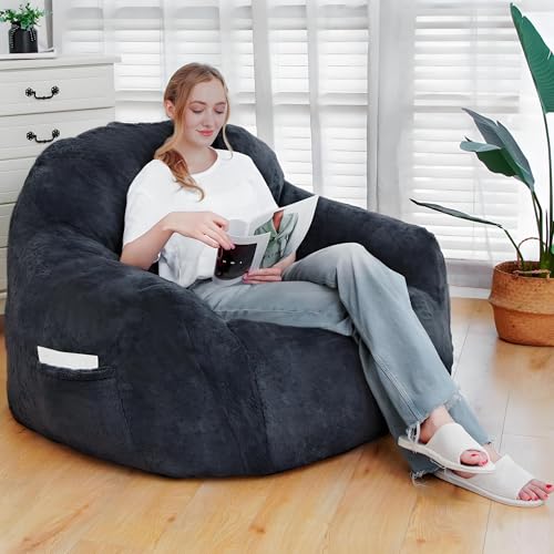 Oversized Beige Memory Foam Bean Bag Chair K477