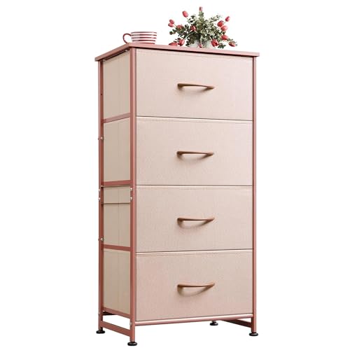 Rustic Brown 4 Drawer Fabric Storage Dresser P134