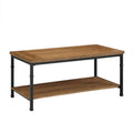 Brown and Black Wooden Coffee Table with Metal Legs Q1564