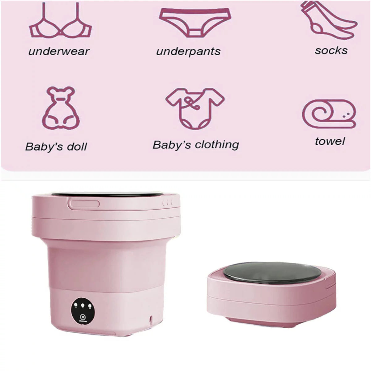 Foldable Portable Mini Washing Machine with Drain Basket W56828