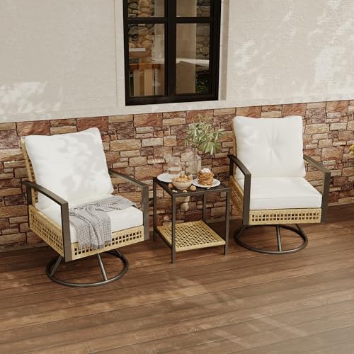 3 Piece Patio Rocking Chairs Set of 2 Beige G8228