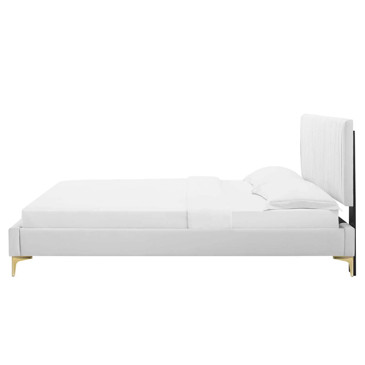 White Velvet Twin Size Platform Bed Frame L117584