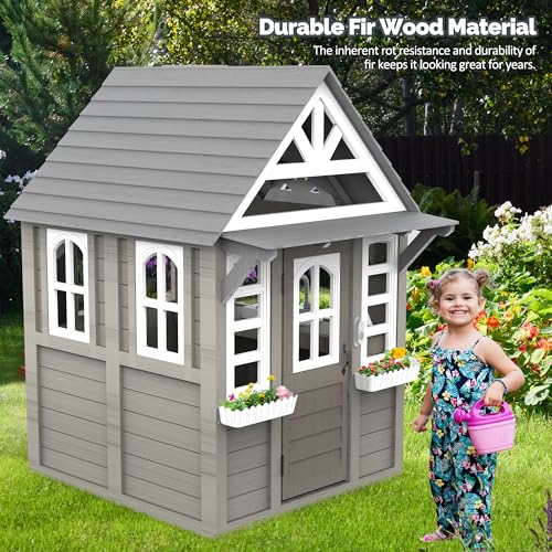 Kids Wooden Playhouse with Sink, Stove and Cookware D511
