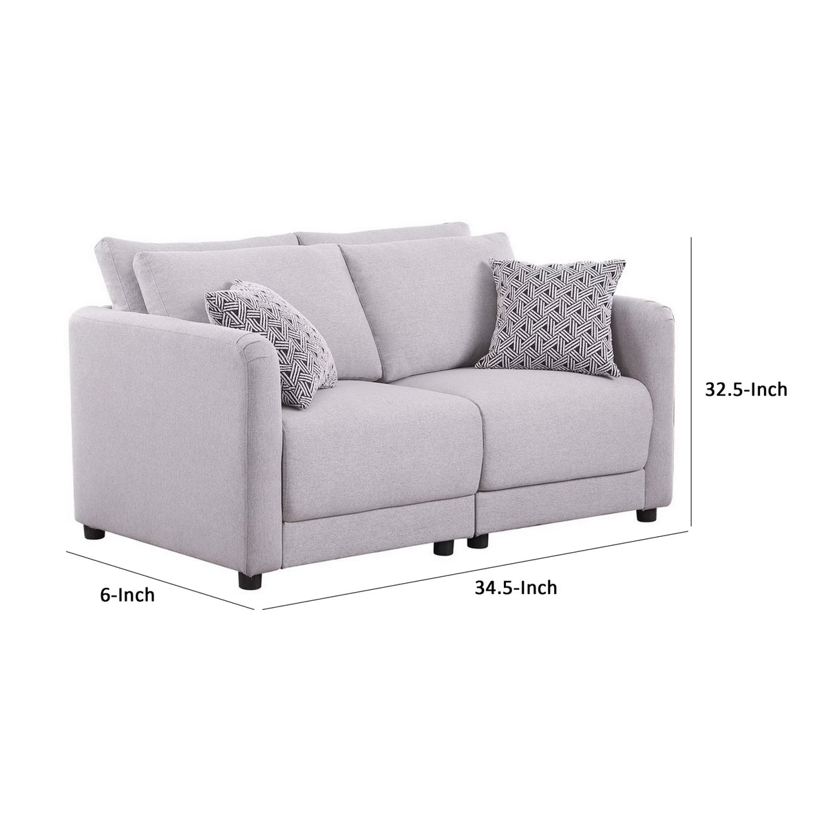 60 Inch Gray Modular Loveseat with Pillows Y1508