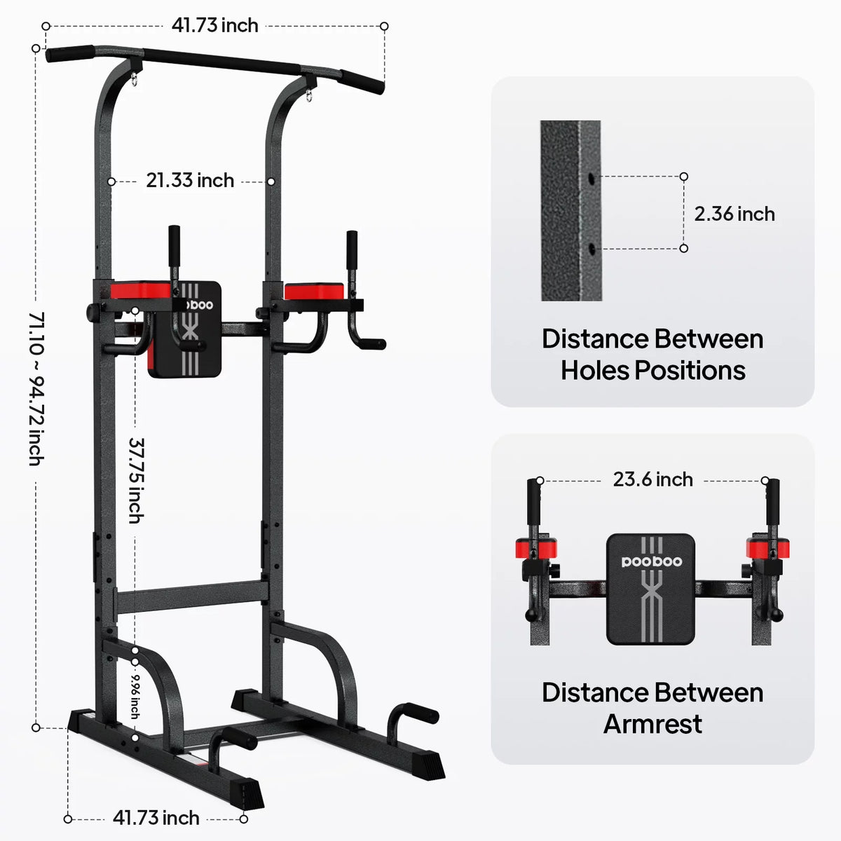 Multifunction Power Tower Dip Station Pull up Bar Power Rack 480lbs N637