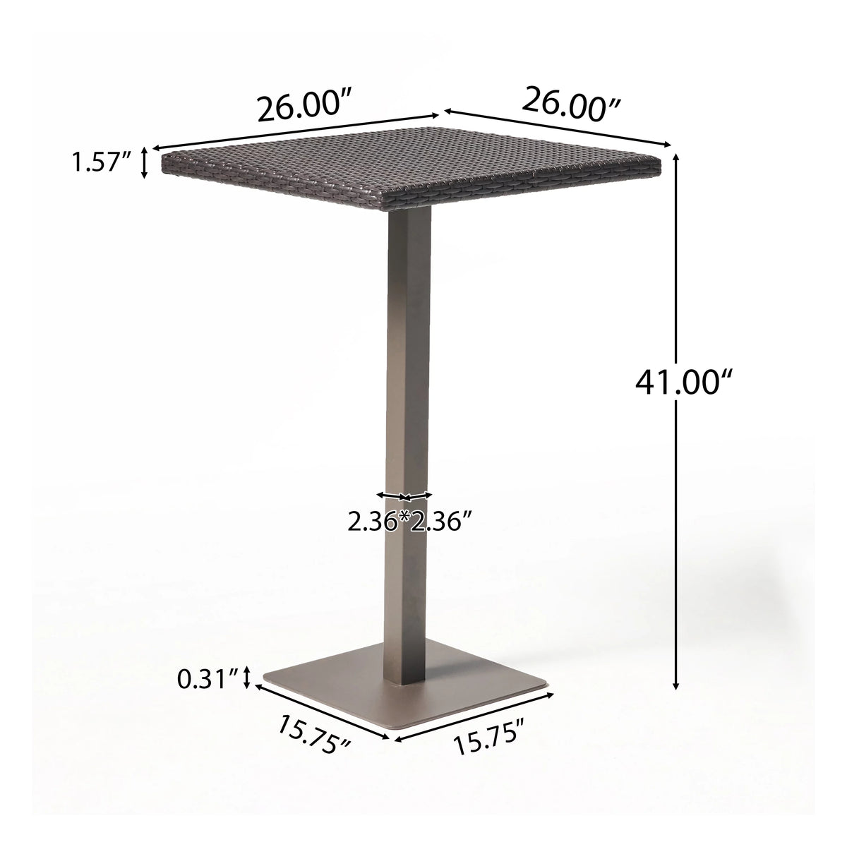 26 Inch Wicker Square Bar Table X248