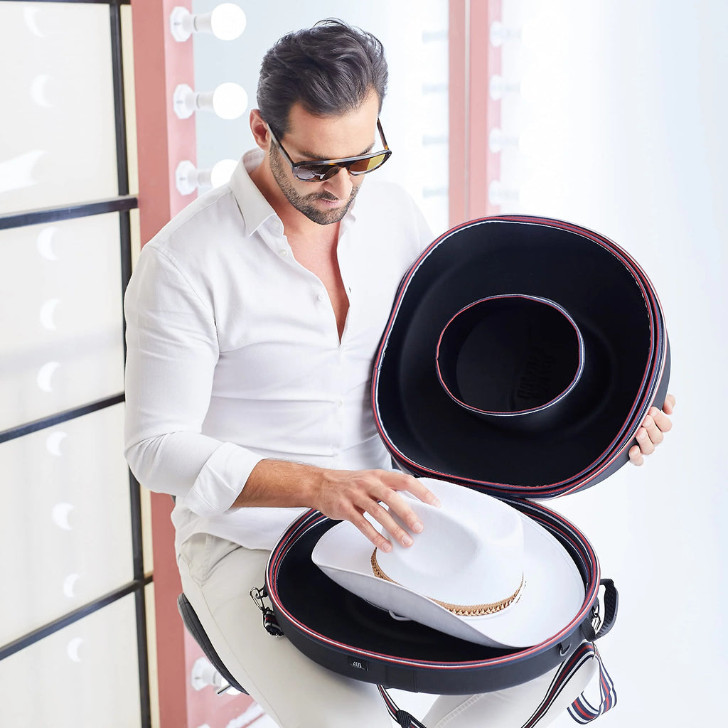 Cowboy Hat Travel Box Large Wide Brim Fedora Case Universal Size Hat Carrier P9386