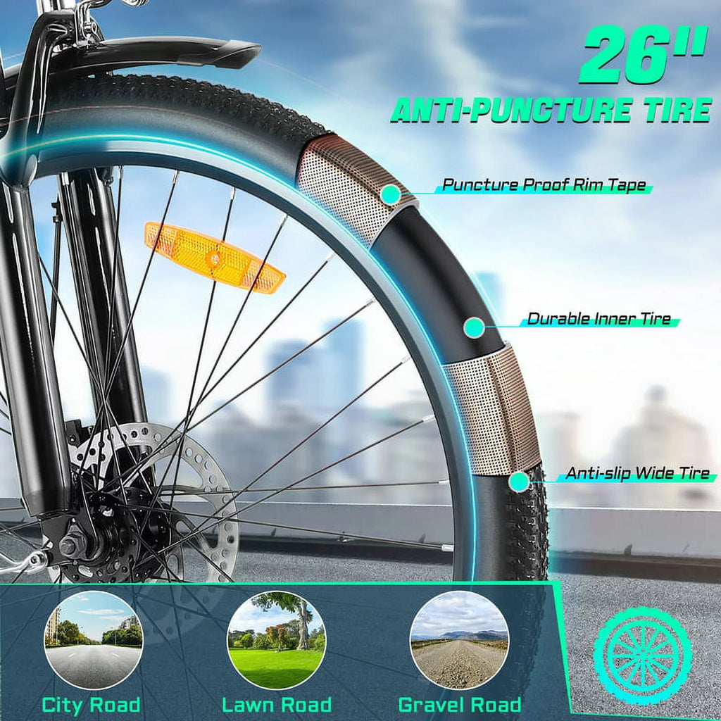 26'' Electric Bike with Carrier Rack I723684