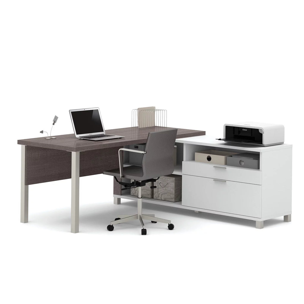 White Bark Grey L-Desk D69814