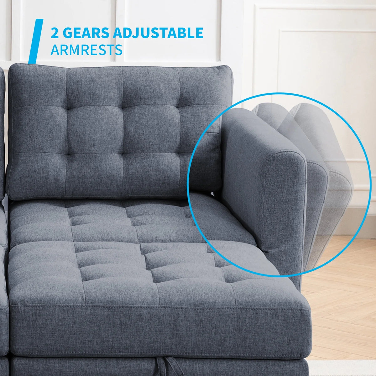 Dark Grey Convertible Sectional Sofa with Storage Ottomans M62808