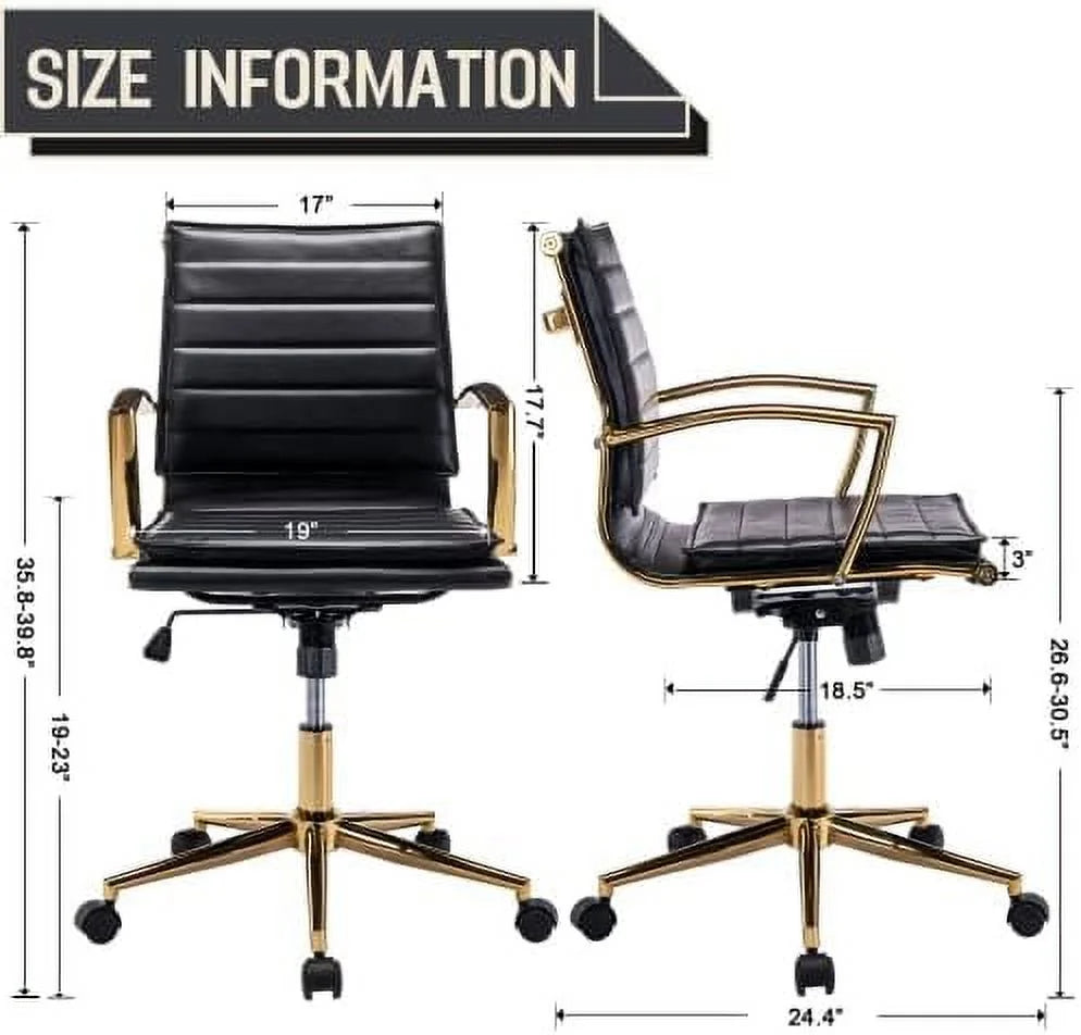 Beige Leather Office Chair with Wheels W8340