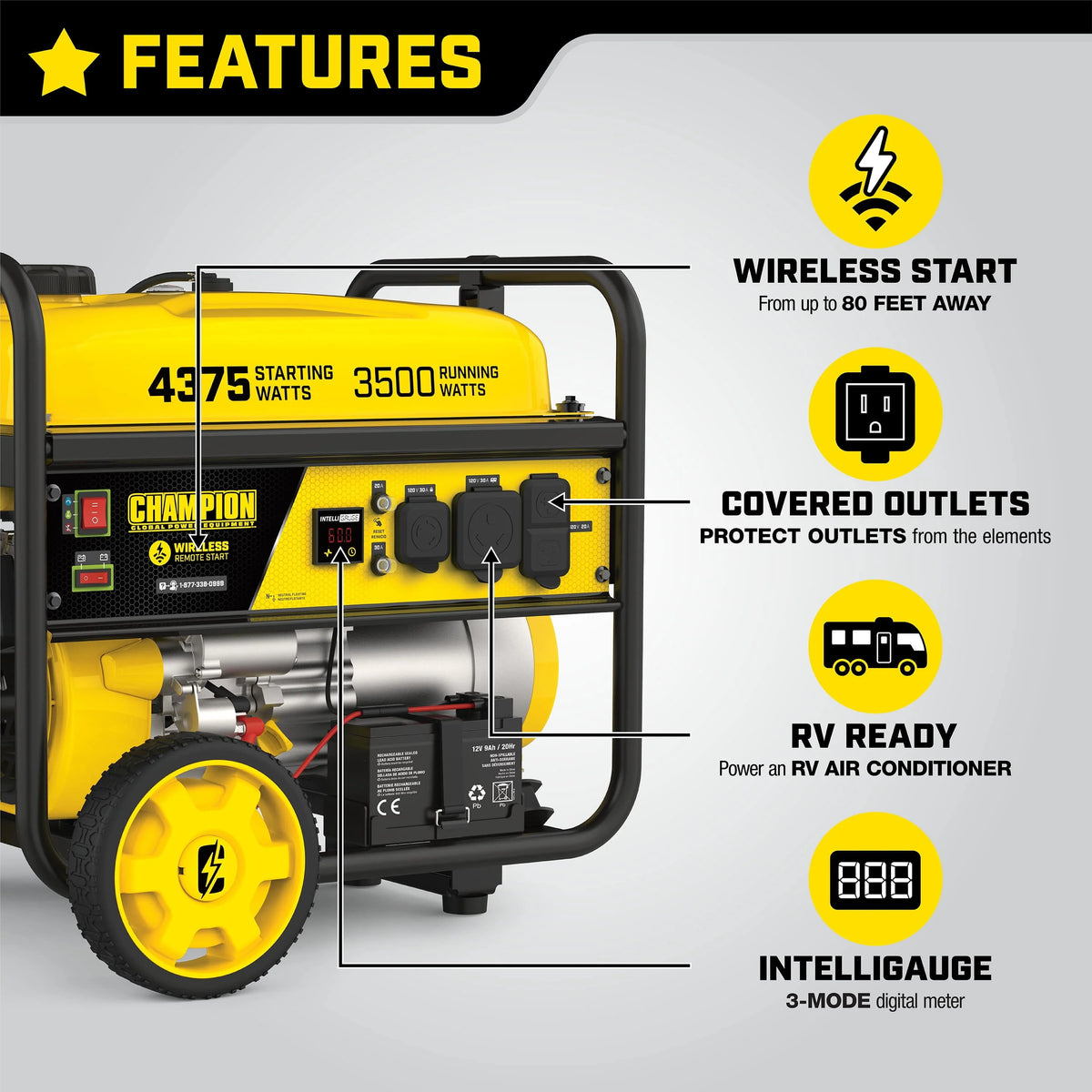 3500 Watts Portable Generator with Remote Start U41323