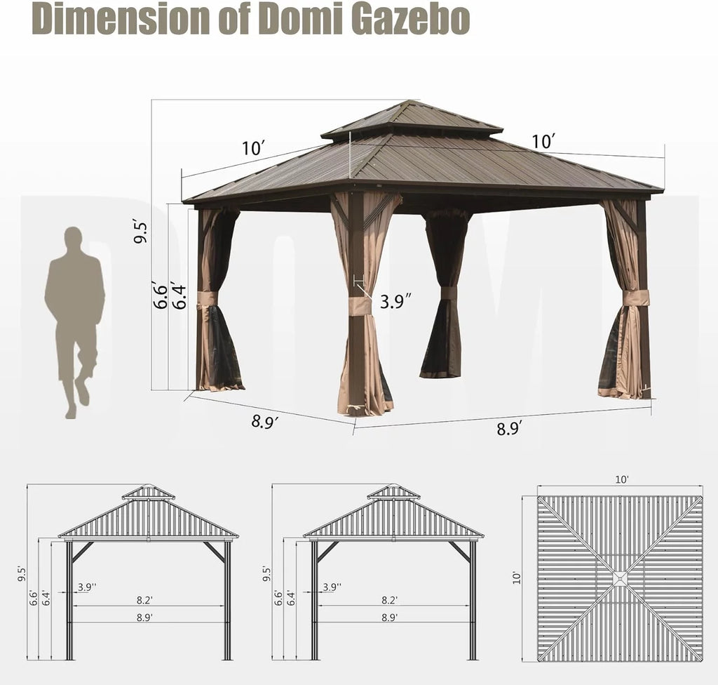 10x10x9.5ft Hardtop Gazebo V124609
