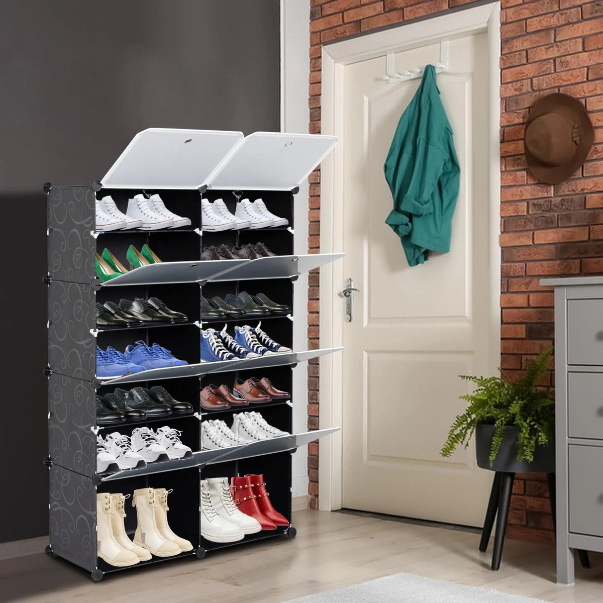 Portable Modular Shoe Storage Cabinet Black V39349