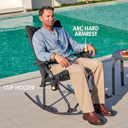 Oversized Folding Rocking Camping Chair with Carry Bag, Blue F723793