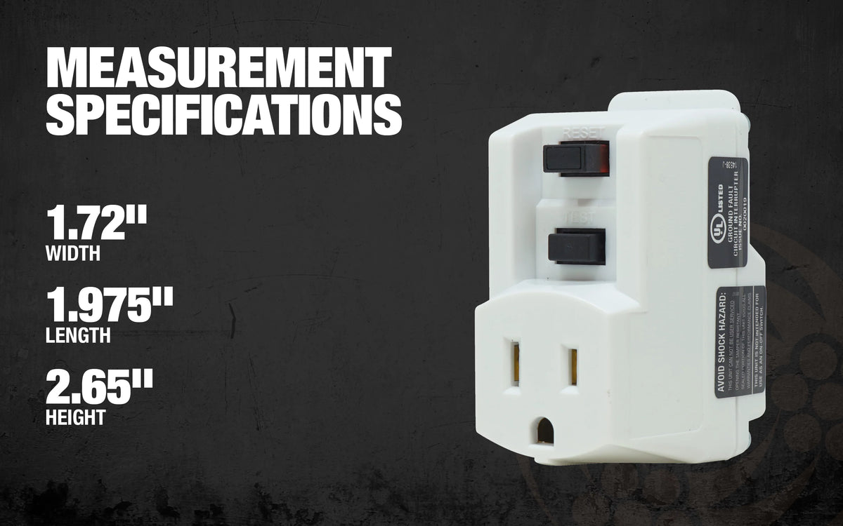 White GFCI Plug with Surge Protection Electrical Outlet H802