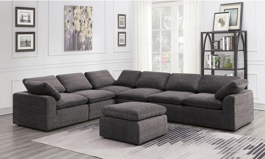 Gray Chenille 6 Pc Sectional Sofa Q426