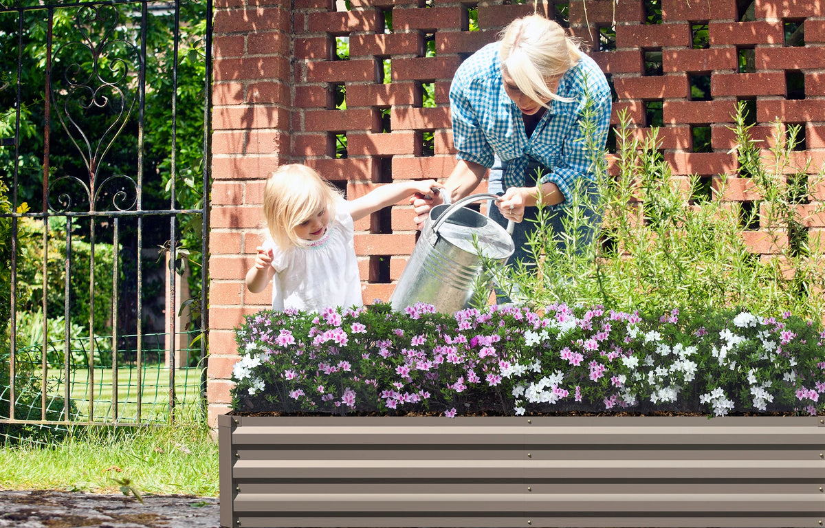 Galvanized Steel Raised Garden Bed 6x3x2 ft Brown K596879
