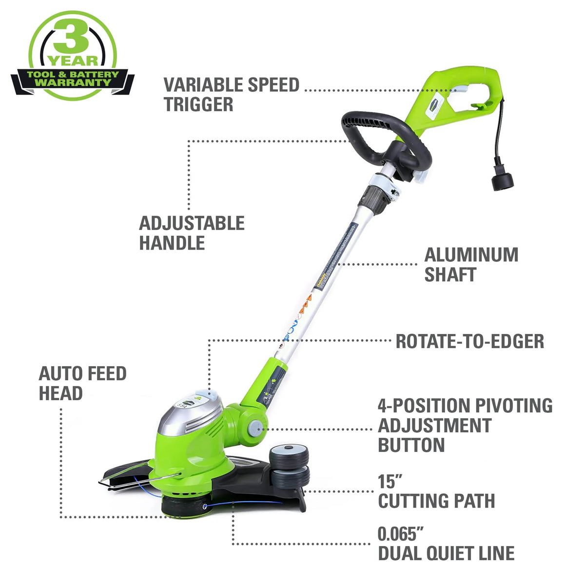 5.5 Amp 15 in Corded Electric String Trimmer T222