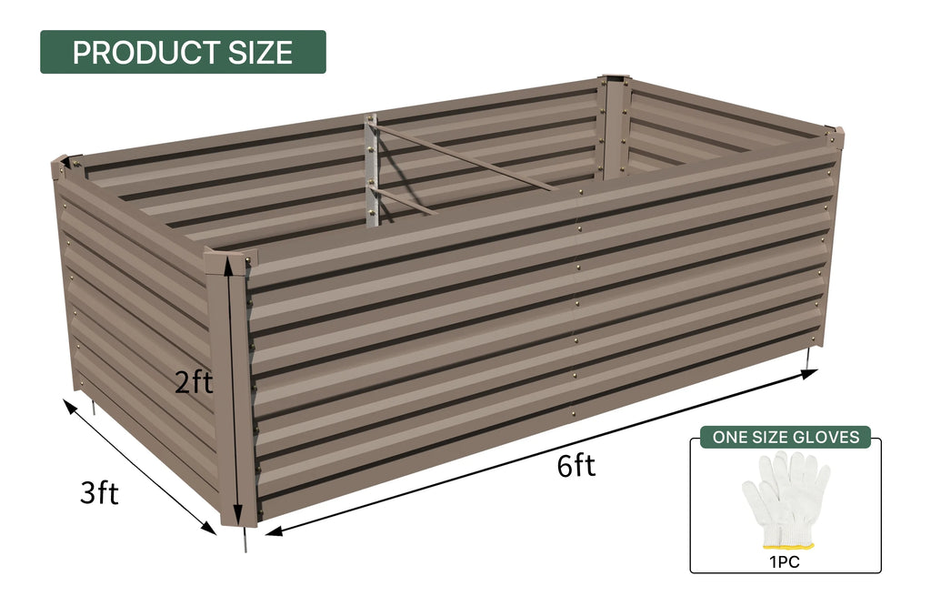 Galvanized Steel Raised Garden Bed 6x3x2 ft Brown K596879