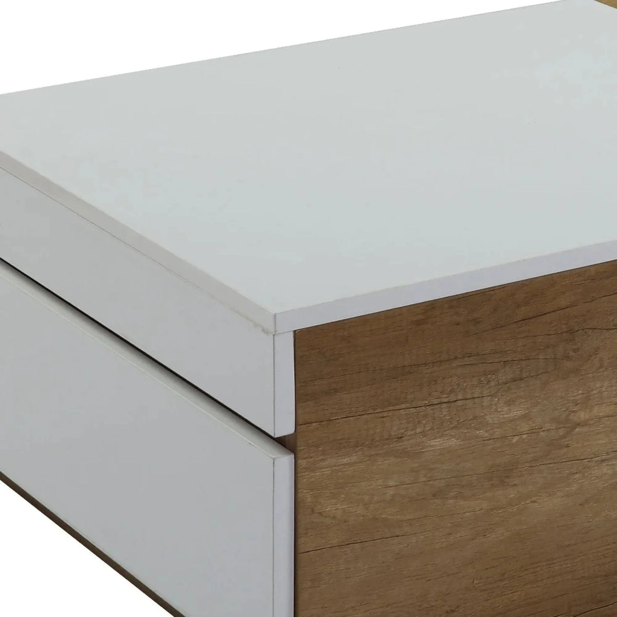 Oak White 2 Drawer Rectangular Coffee Table R715