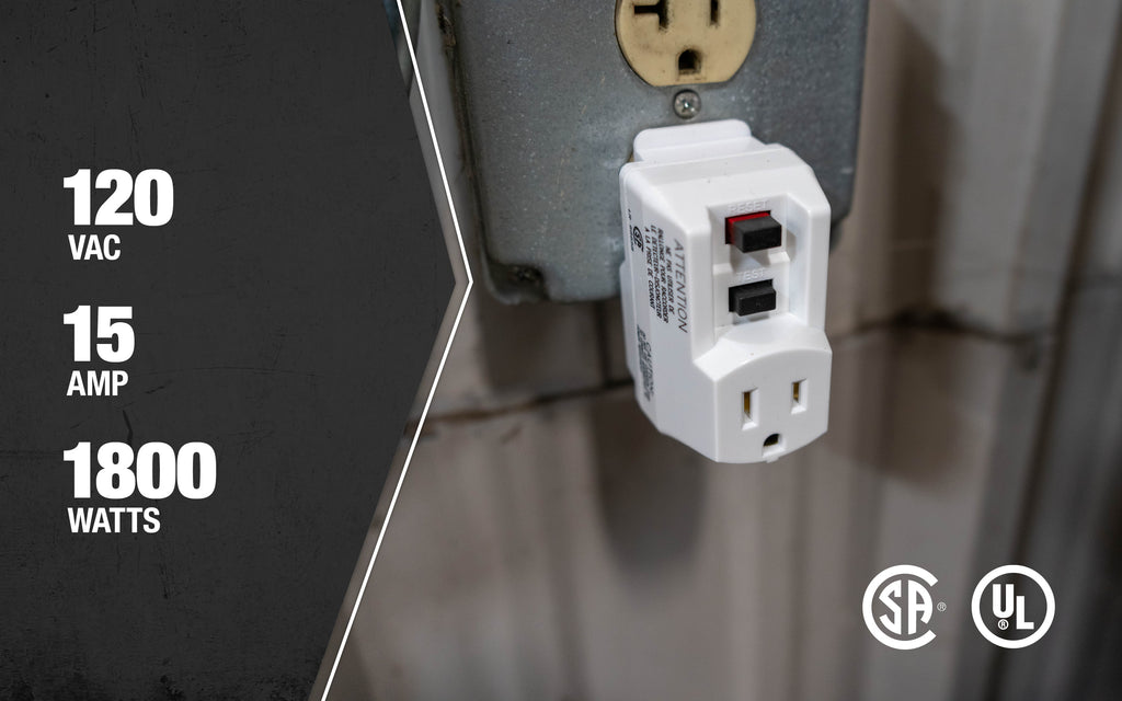 White GFCI Plug with Surge Protection Electrical Outlet H802