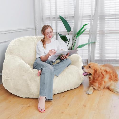 Oversized Beige Memory Foam Bean Bag Chair K477