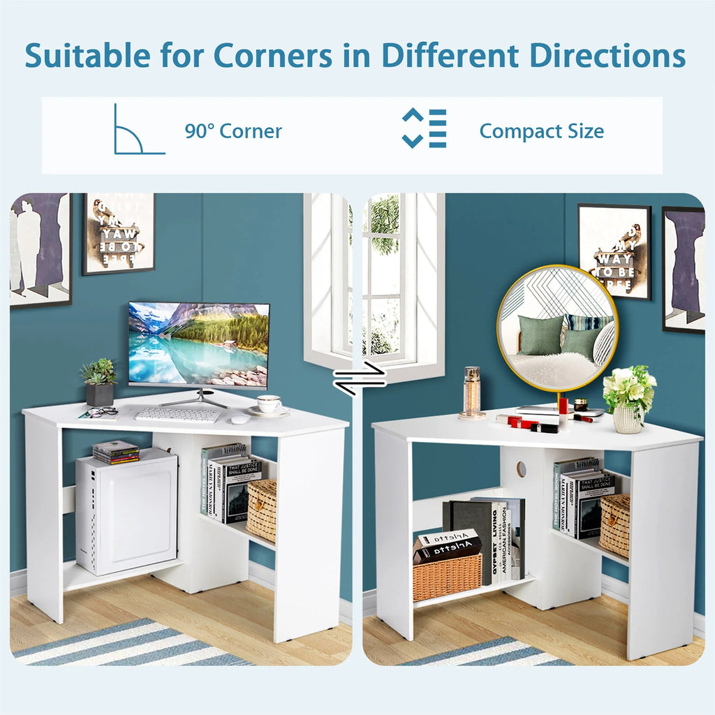 Corner Computer Desk with Storage Shelf F1846