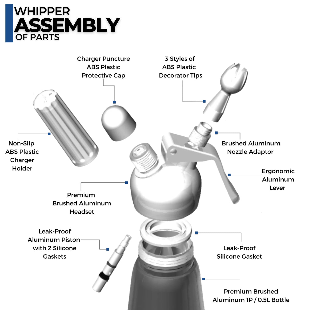 Aluminum Whipped Cream Dispenser 1 Pint T781