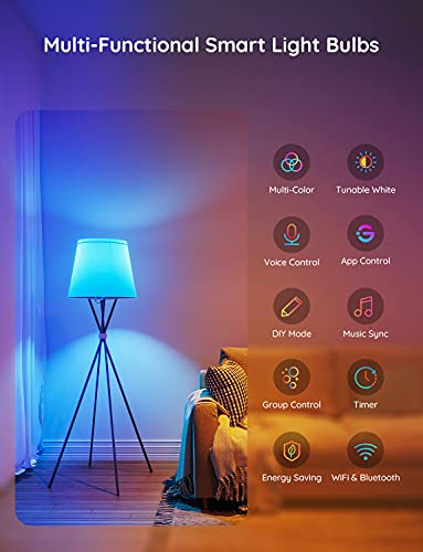 Color Changing Smart LED Light Bulbs 4 Pack F33634