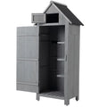 Gray Outdoor Wood Storage Cabinet with Shelves B1005