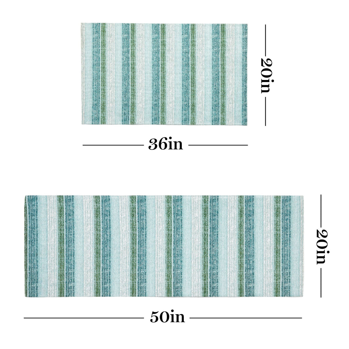 Mint Green/White 20"x36" Kitchen Mat E11440
