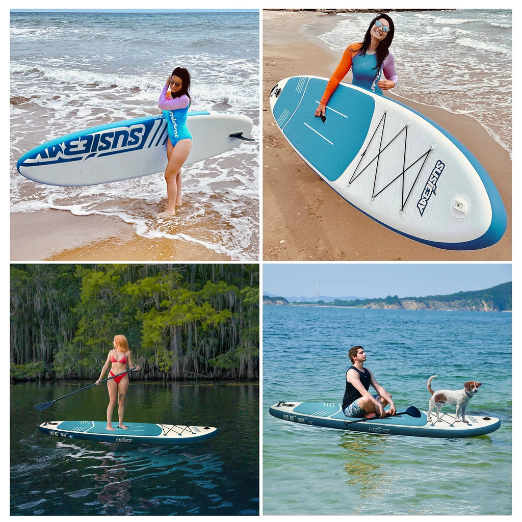 Inflatable Stand Up Paddle Board with Backpack, 10'6" 11ft Black Non-Slip Deck K637711