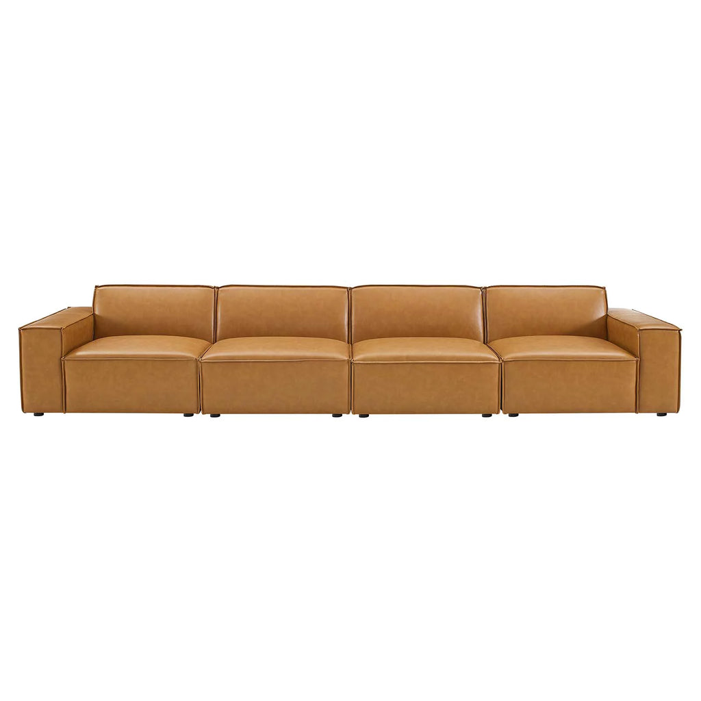Tan Vegan Leather 4-Piece Sofa U964