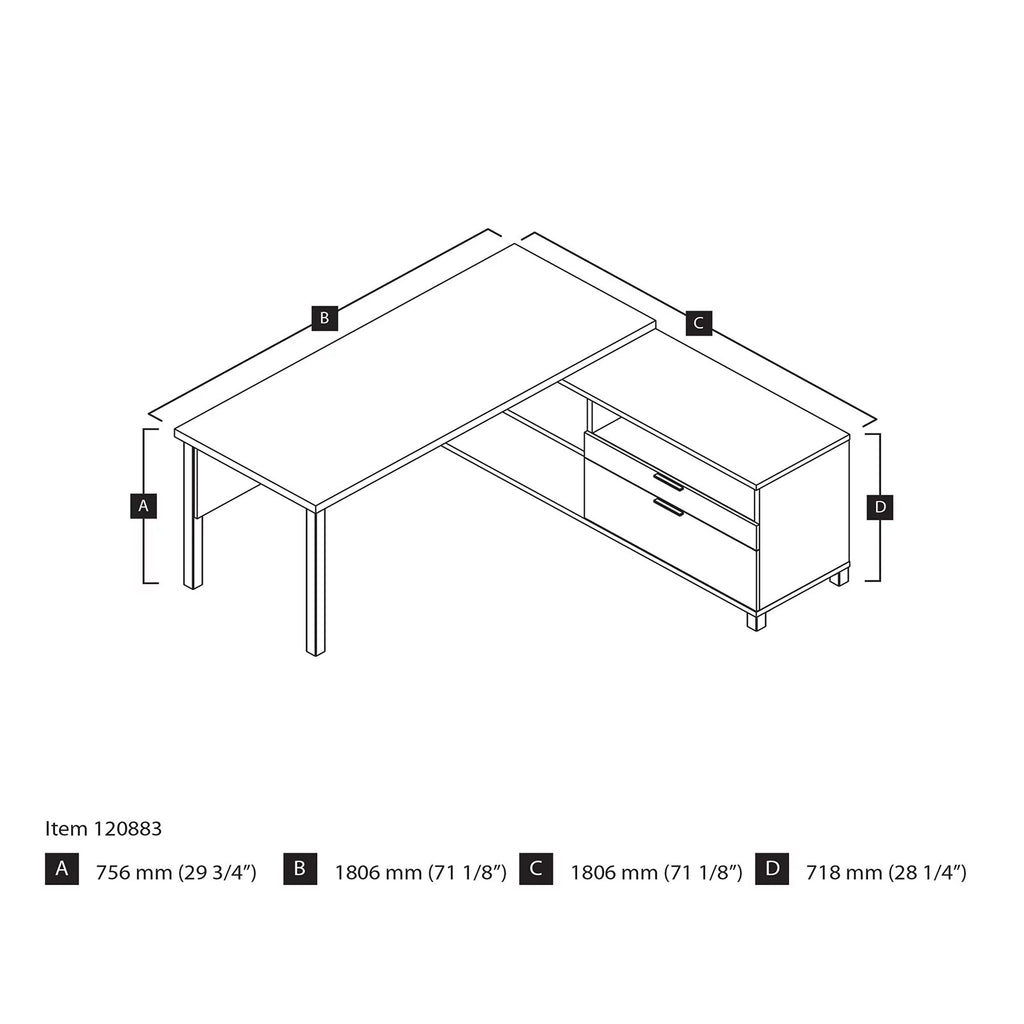 White Bark Grey L-Desk D69814