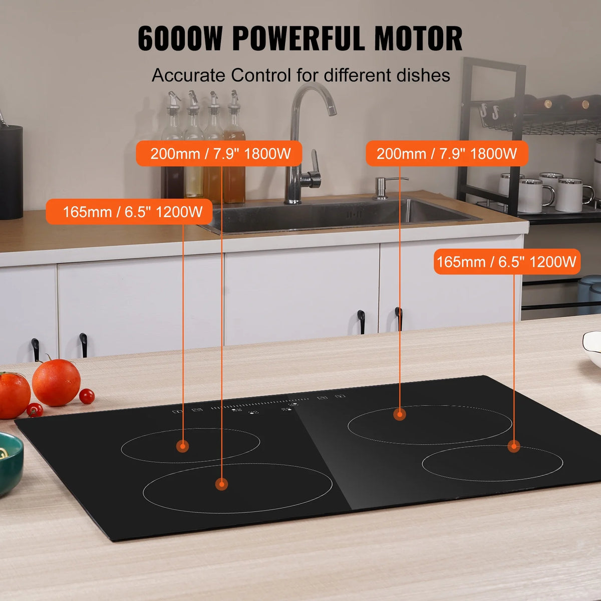 8600W Built-in Electric Ceramic Cooktop 5 Burners Q869015