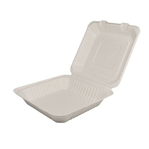 Bagasse Hinged Clamshell Container Pack of 200 Y34963