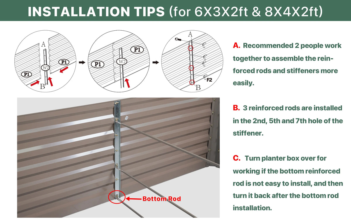 Galvanized Steel Raised Garden Bed 6x3x2 ft Brown K596879