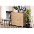 Oak Brown Wood and Natural Rattan 5-Drawer Storage Cabinet J216890